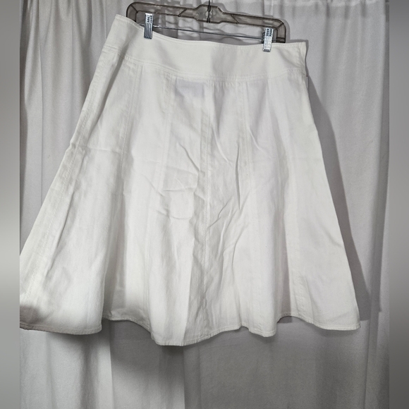 Jones New York Signature Amelia Island White Cotton Flare Out Skirt NWT Sz 12 - Picture 1 of 9